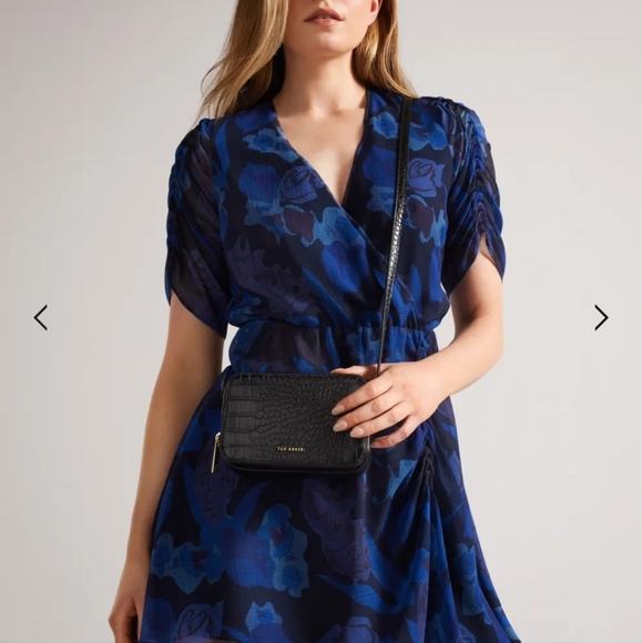 Ted Baker Juleah Ruched Sleeve Detail Mini Dress - Picture 2 of 8